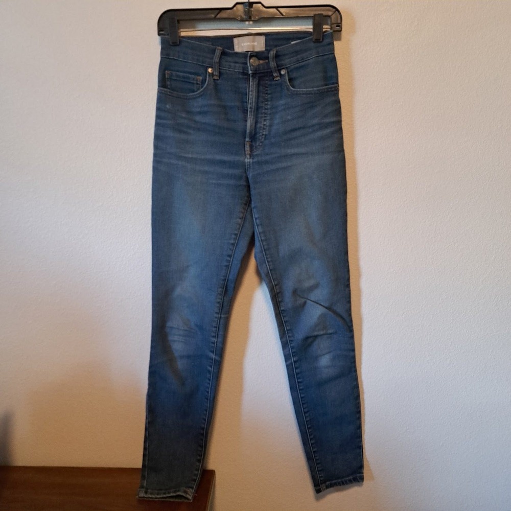 Everlane High Rise Skinny Jeans Medium Blue Wash Denim 26 Regular